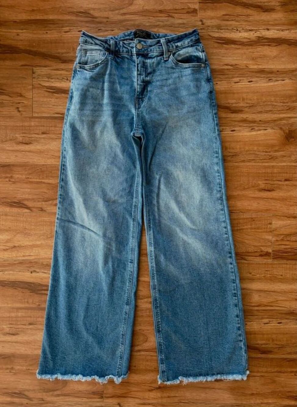 Rachel Roy Wide Leg Jeans Women's Size 6 Blue Raw Frayed Hem